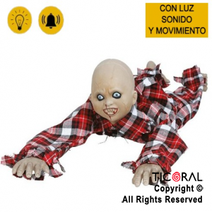 BEBE MALDITO SE ARRASTRA POR EL PISO CON MOVIMIENTO SONIDO Y LUZ LED X 1